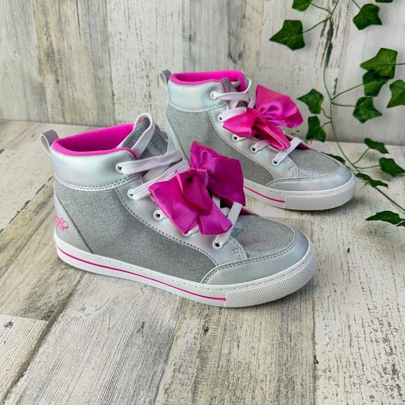 RARE NICKELODEON JOJO SIWA HIGH TOP SNEAKERS PINK BOWS GIRLS SHOES SZ 3 - Picture 1 of 9